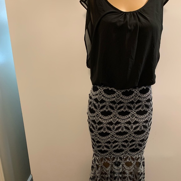 Women junior silver black high- low Bodycon mermaid maxi dress size (M) - Picture 11 of 11